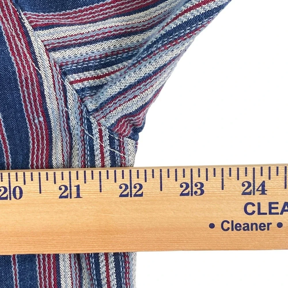 Levi's Western  Shirt Large LS Striped Blue Gray Red White